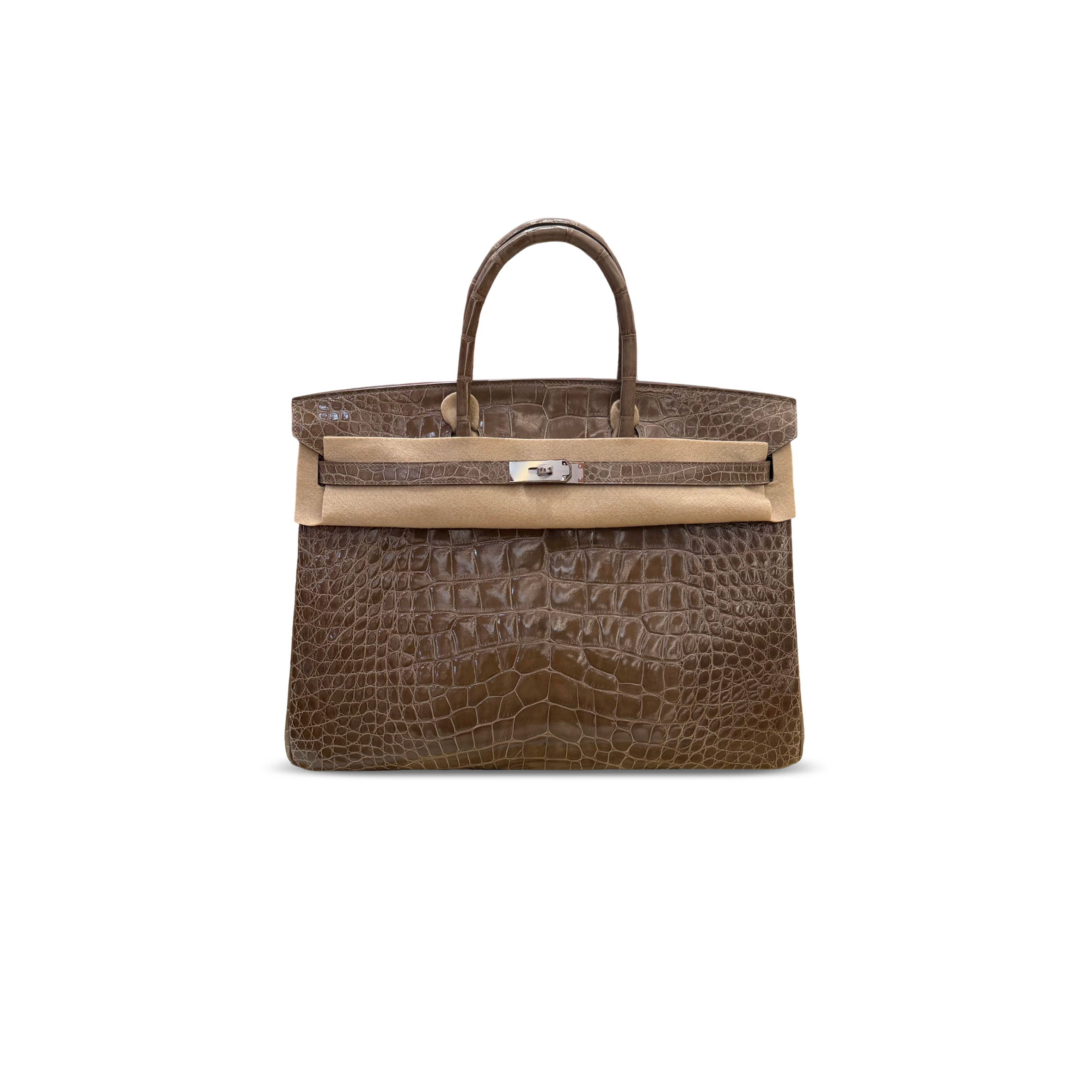 HERMES MASTER BIRKIN 40 GRIS ELEPHANT ALLIGATOR SILVER HARDWARE (40*30*21cm)